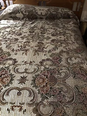 Vintage Woven Bed Cover Grays And Silvertones  72” X 96”  • $50