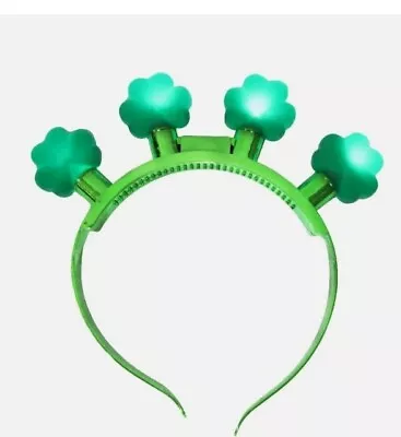 Light Up St. Patrick's Day Shamrock Green Headband Clover Party Head Wear Band • $6