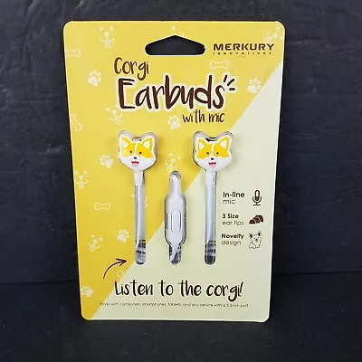 NEW Corgi Dog Earbuds In Ear With Inline Mic By Merkury 3.5mm Port • $10.98