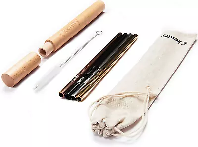 Zenify Reusable Straws Assorted Colour With 4X 8Mm Metal Straw + Case + Bag + Cl • $20.98
