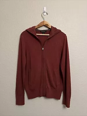 Banana Republic Mens Cardigan Sweater Luxury Blend Full Zip Silk Hood Maroon S • $17.49