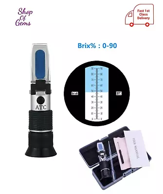 Refractometer Brix Sugar Honey Juice Measure Scale 0-90% Atc Homebrew • £14.90