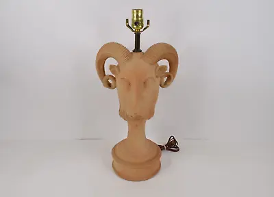 Vintage 1960s Rams Head Terracotta Lamp Chapman 22  Tall MCM REPAIRED • $206.99