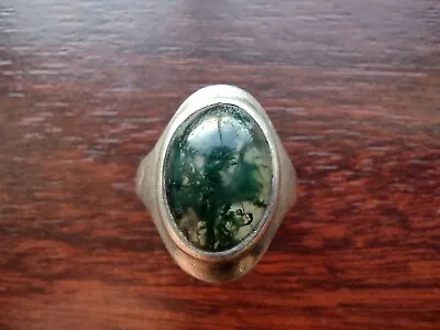Vintage Silver Ring With Agate Stone Hallmarked Uk Size P 1/2 US Size 8 4.7grams • £32