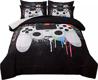 Gamer Bedding Sets For Boys Queen Size 3-Piece Gaming Comforter Sets • $56.99