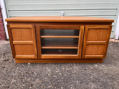 £70 • Buy NATHAN SQUARES MID CENTURY CORNER TV UNIT Hi Fi SIDEBOARD GLASS FRONT CABINET