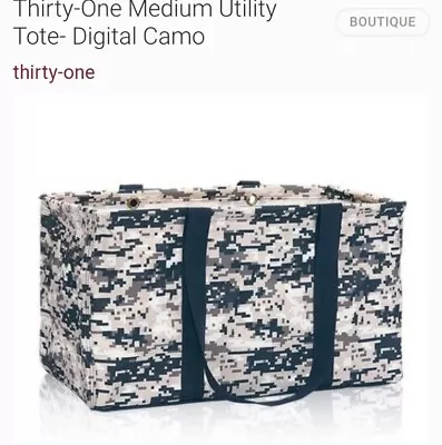 31 THIRTY ONE Medium DIGITAL CAMO Utility Tote Bin NIP NEW FREE SHIP • $24.71