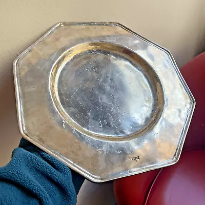 ANTIQUE Italia STEAM SHIP Italian Ocean Liner Charger Tray Show Plate Silver Vtg • $99