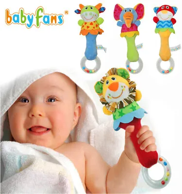 Baby Soft Rattle Toys - Soft Stuffed Animal Shaker Toys - Pack Of 1 2 And 4  • £7.99