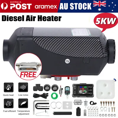 Diesel Air Heater 12V 5KW Tank Remote Control Thermostat Caravan Motorhome RV • $100.90