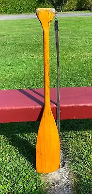 Great Vintage WOODEN PADDLE BLOND PATINA 36  Long + Strap Paddles Boat OARS • $52.49