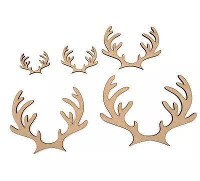 MDF Christmas Reindeer Antler Craft Shapes Wooden Blank Decoration Embellishment • £4.70