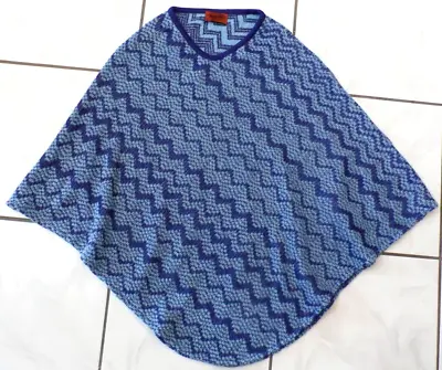 Missoni Zigzag Poncho Sweater Crochet Mohair Cape Purple Boho F668 • $100