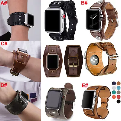 Leather Cuff Wrist Strap For Apple Watch Band IWatch SE Series 9 8 7 6 5 41/45mm • $14.82