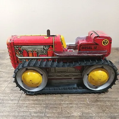 Vintage Marx Wind-Up Diesel 12 Tin Lithograph Toy Tracks Tractor • $54.99