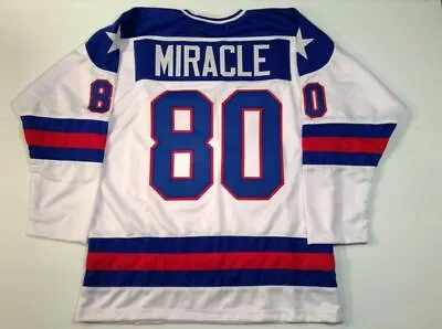 1980 Miracle On Ice USA Hockey Sewn White CUSTOM Jersey M To 2XL • $39.99