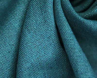 Linen Mix Fabric - Teal Green - Plain Linen Craft Dress Fabric Material Metre • £7.99