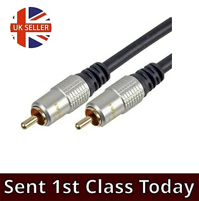 RCA Composite Cable OFC Single Phono Male Audio Lead 1.5m To 10m GOLD Zinc Blue • £8.79