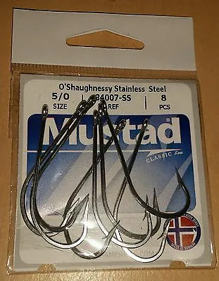 Mustad 34007-SS 5/0 Stainless Steel Fishing Hooks Qty. 8 • $4