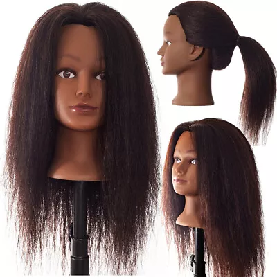 Cosmetology Real Hair Mannequin Beauty Training Head 22~24  Natural Black Yaki • $27.91