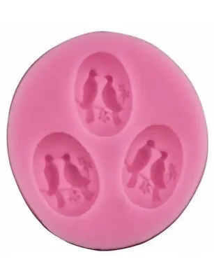 £3.50 • Buy Love Birds Doves 3 Cavity Mini Pink Silicone Mold For GP Fondant Chocolate
