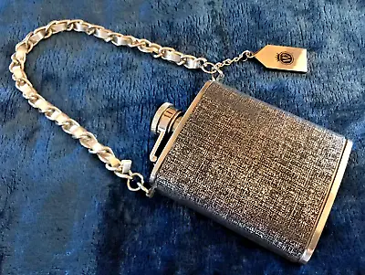 Stainless Steel 3 Oz Mini Purse Flask On Chain By Wild Eye Designs Silver Black • $12.95