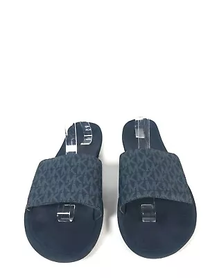 MK Michael Kors Unisex Wade MK Logo Slide Sandals Mini MK Logo Blue M 10 W 11 • $16.99