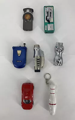 LOT OF 7 Vintage Assorted  Refillable Butane Lighters Car Telephone Roulette... • $34.42