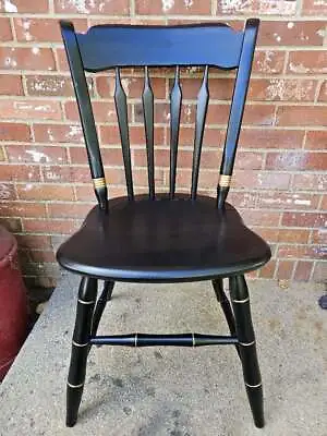 Vintage Ethan Allen Baumritter Dining Chair Thumb Back Black Gold Stenciling #2 • $139.99