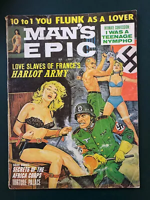 Man's Epic 8/64 VINTAGE MAGAZINE ACTION PULP NAZI MEN'S ADVENTURE • $16