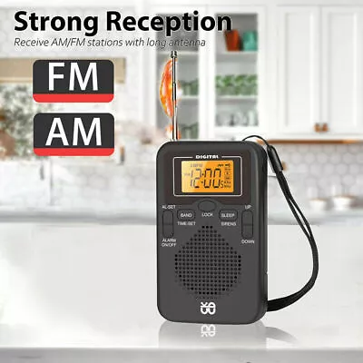 £13.59 • Buy Mini Portable AM FM Radio Receiver LCD Digital Pocket Speaker Battery Powered
