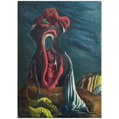 August Casciano - Surrealist Landscape Signed (1937 Oil On Canvas)/Max Ernst • $1700