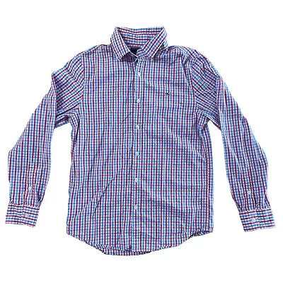 Vineyard Vines Shirt Mens Small Plaid Slim Fit Whale Button Down Red White Blue • $0.99