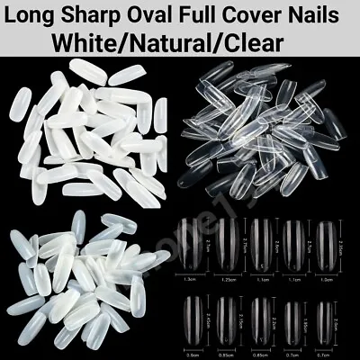 600Pc Long Sharp Oval Full Cover Artificial French False Fake Nail Tips Jargod • $8.99