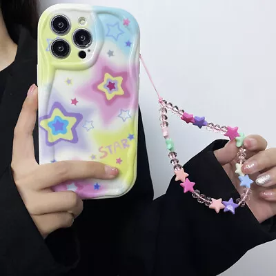 Cute Cream Edge Colorful Stars +Bracelet Case Girl Gift For Various Phone Covers • $6.74