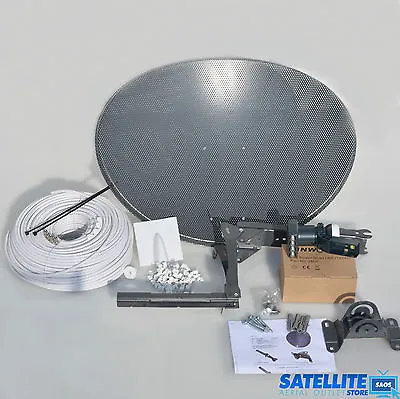 £39.99 • Buy 60cm Zone 1 Satellite Dish & Quad Lnb + 5m Single White Coax Kit For Freesat Sky