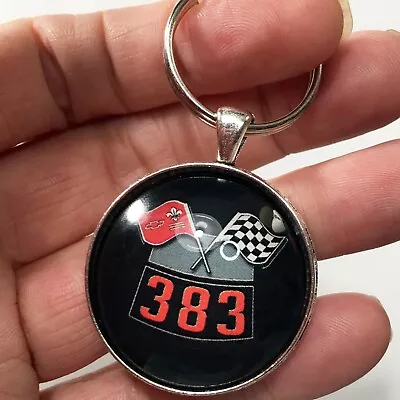 Chevy 383 Engine Decal Badge Emblem Keychain Reproduction Chevrolet Racing Flags • $21.99