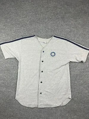 Vintage True-Fan Seattle Mariners Shirt Men's Gray Embroidered Button Up Jersey • $16.25