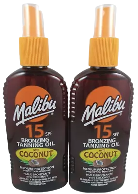 Malibu Tanning Oil SPF 15 Bronzing  With Coconut 200 Ml X 2 • £12.95