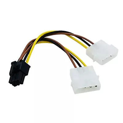 Dual Molex 4-pin To 6-pin PCI Express (PCI-e) Power Adapter Cable Video Card LP4 • $6.29