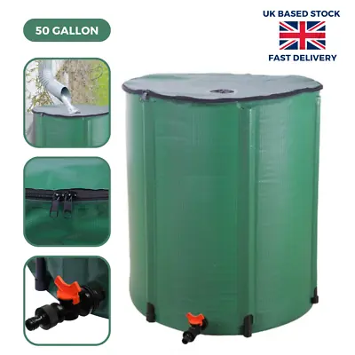 50 Gallon Collapsible Rain Water Barrel Tank Foldable Storage Collector Garden • £26.99