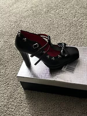 Womens Gothic T Strap Mary Jane Block High Heel Pumps Closed Toe Size 9 • $70