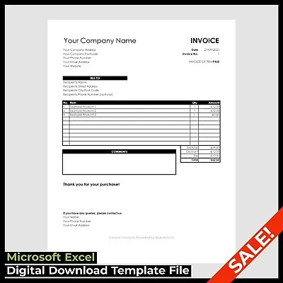 Simple Sales Invoice / Receipt Template 2024 | Microsoft Excel | Easy To Use • £1.79