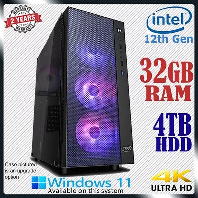 $1059 • Buy Intel 12th Gen Computer 32GB RAM 4TB Gaming Home & Office Desktop PC Core I7 Upg