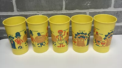Vintage 70s McDonalds Plastic Yellow Character Drink Cups Tumblers Lot Of 5 NOS • $29