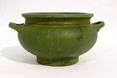 Antique Matte Green Roseville Pottery Early Arts & Crafts Handled Bowl • $249.95