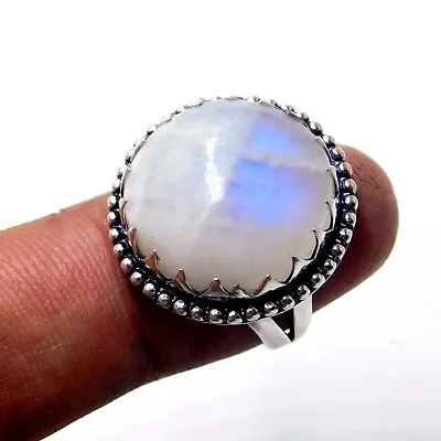 Rainbow Moonstone Silver  Ring Handmade Jewelry  Us Size 7.5''-A • $12.99