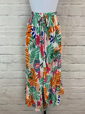 Nicole Miller Floral Sheer Peasant Maxi Skirt Womens Size Large Multi MSRP $110 • $35