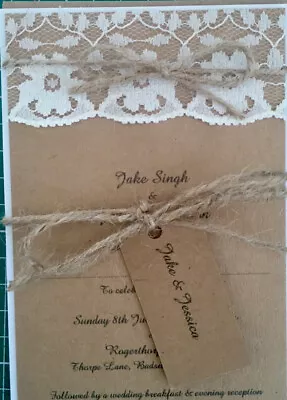 Handmade Vintage Lace Personalised Wedding Invitations • £1.50