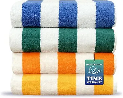 1 CABANA STRIPED BEACH TOWEL 30x60  100% COTTON THICK PLUSH MANY COLORS AVALABLE • $17.99